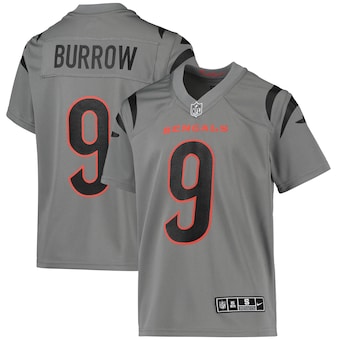 youth nike joe burrow gray cincinnati bengals inverted team 